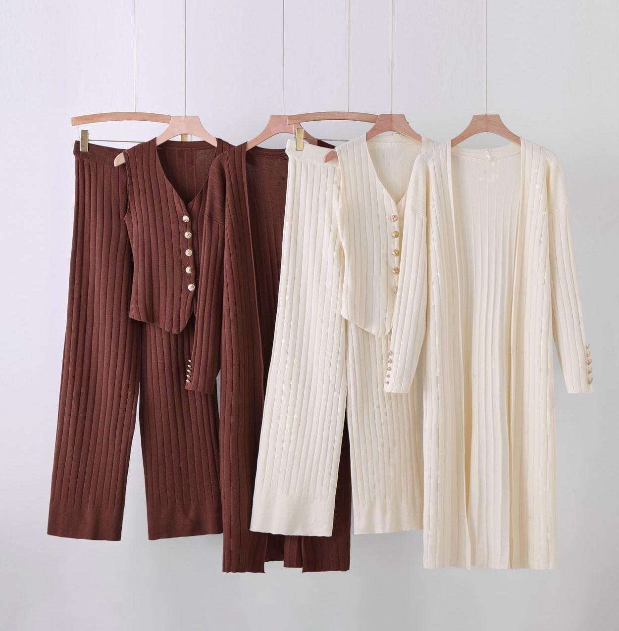 3 pcs Woolen Coord Set With Shrug FT478