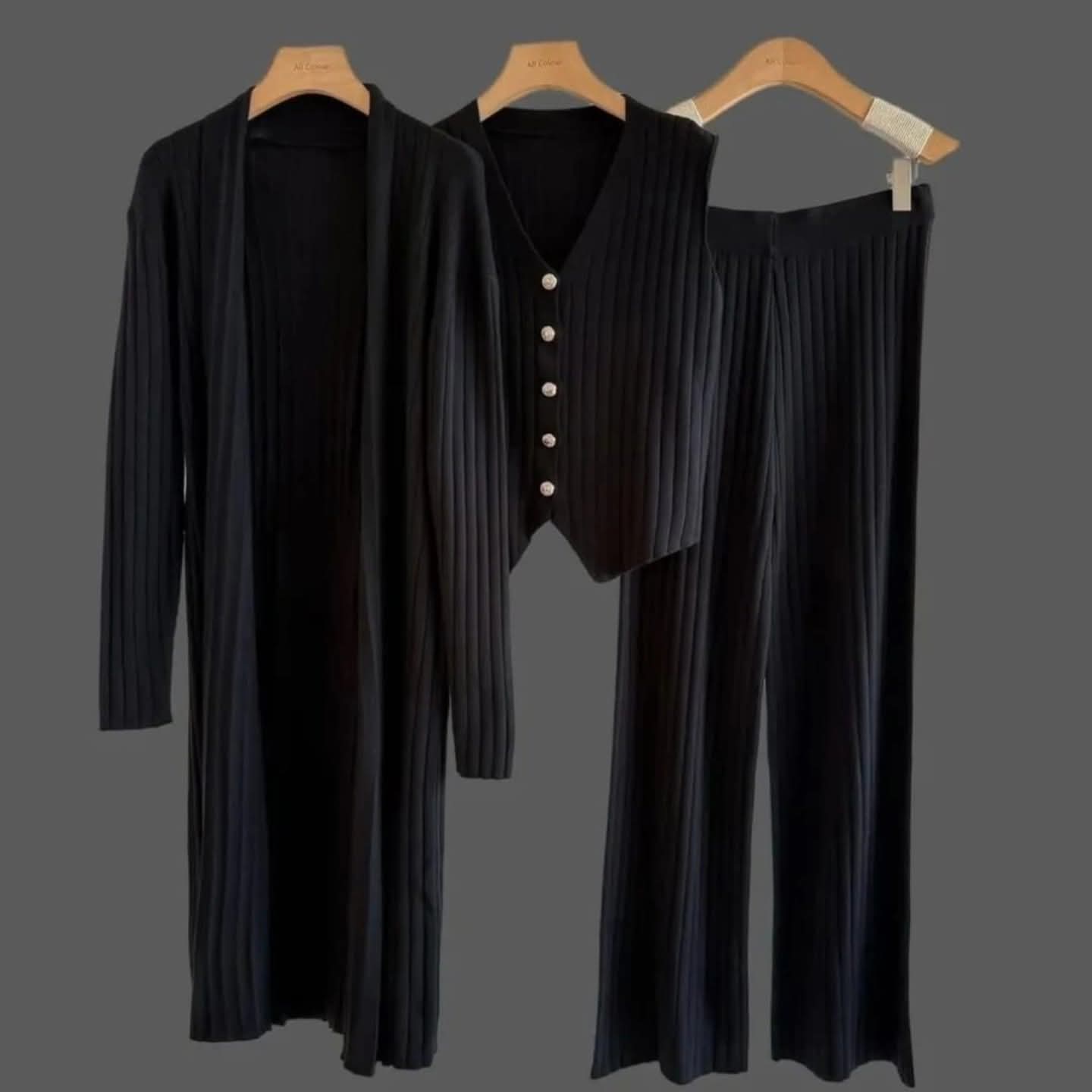 3 pcs Woolen Coord Set With Shrug FT478