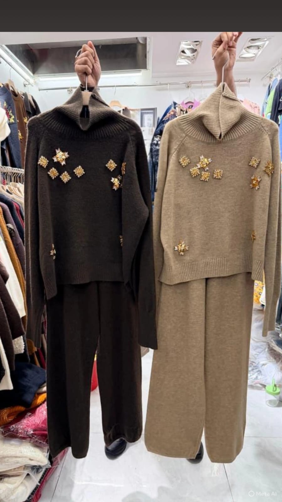 Jeweled Luxe Woolen Lounge Set FT479