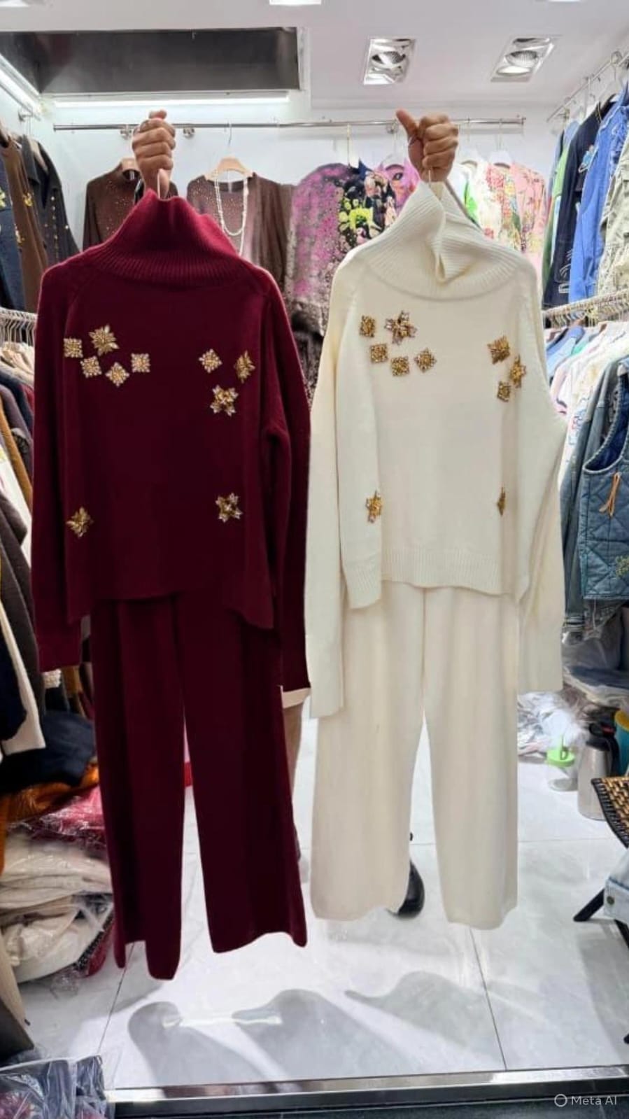 Jeweled Luxe Woolen Lounge Set FT479