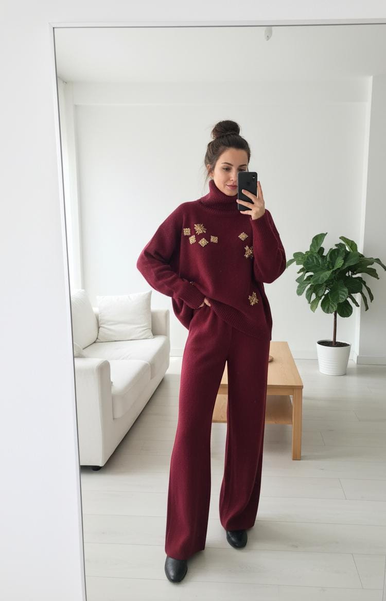 Jeweled Luxe Woolen Lounge Set FT479