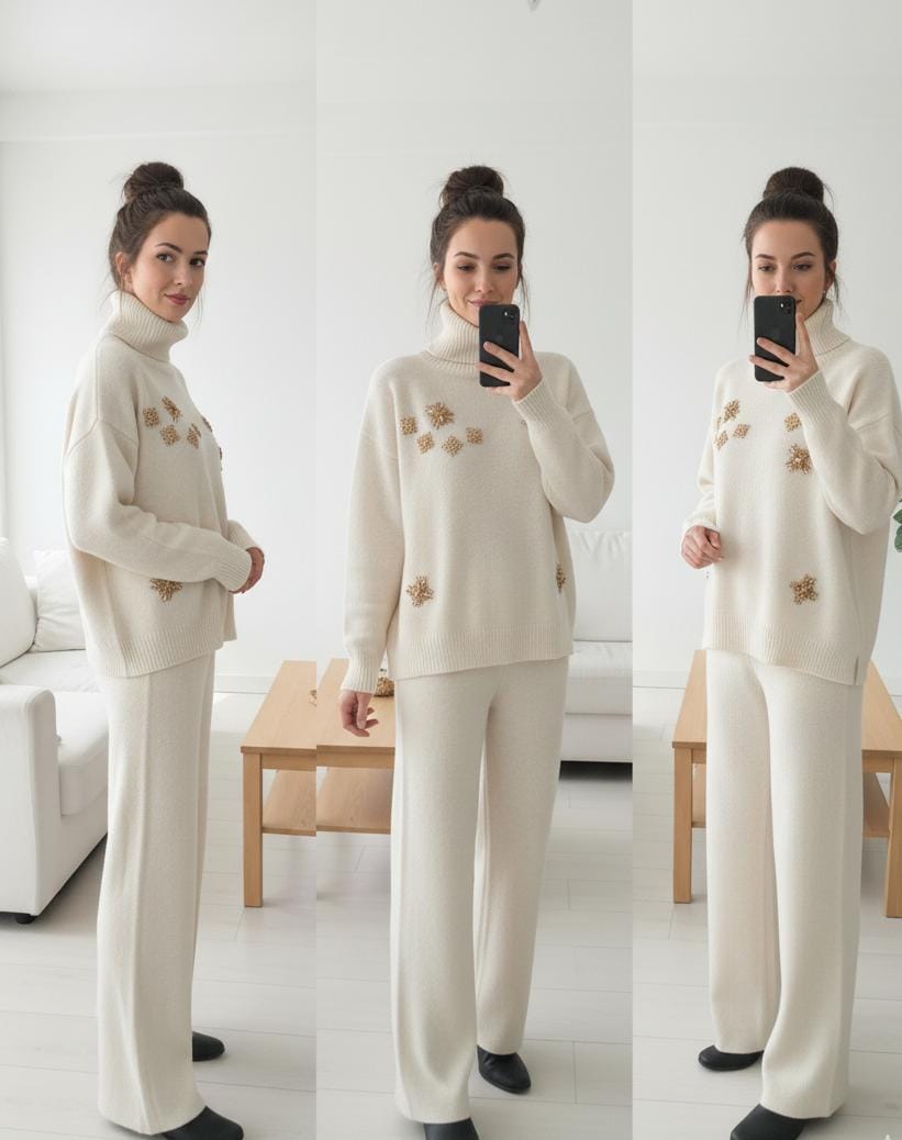 Jeweled Luxe Woolen Lounge Set FT479