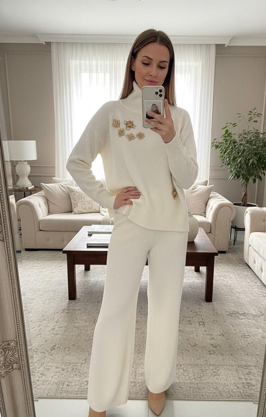 Jeweled Luxe Woolen Lounge Set FT479