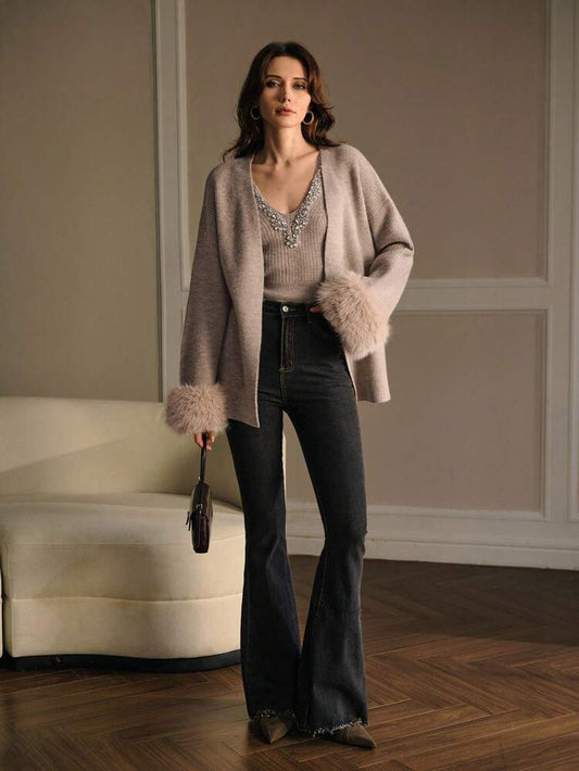 Tiara Embroidered Woolen Top Sur Sleeves Shrug FT480