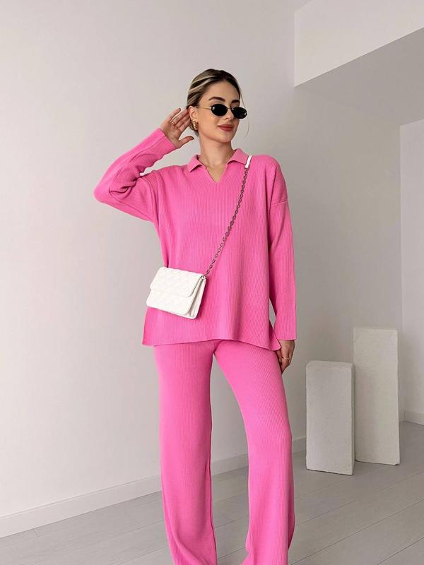 Basic Woolen Collar Coord Set FT484