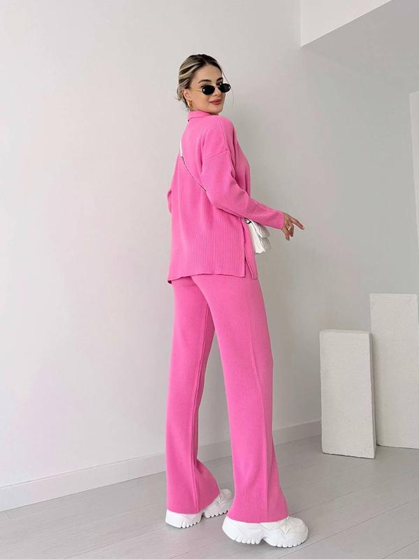 Basic Woolen Collar Coord Set FT484