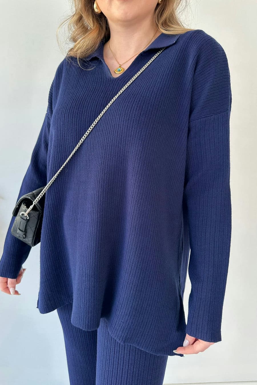 Basic Woolen Collar Coord Set FT484