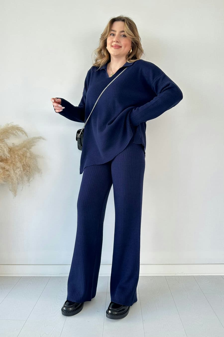 Basic Woolen Collar Coord Set FT484