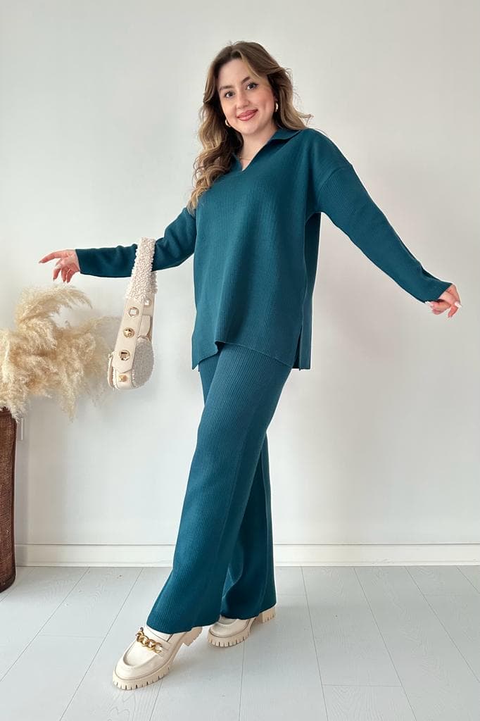 Basic Woolen Collar Coord Set FT484