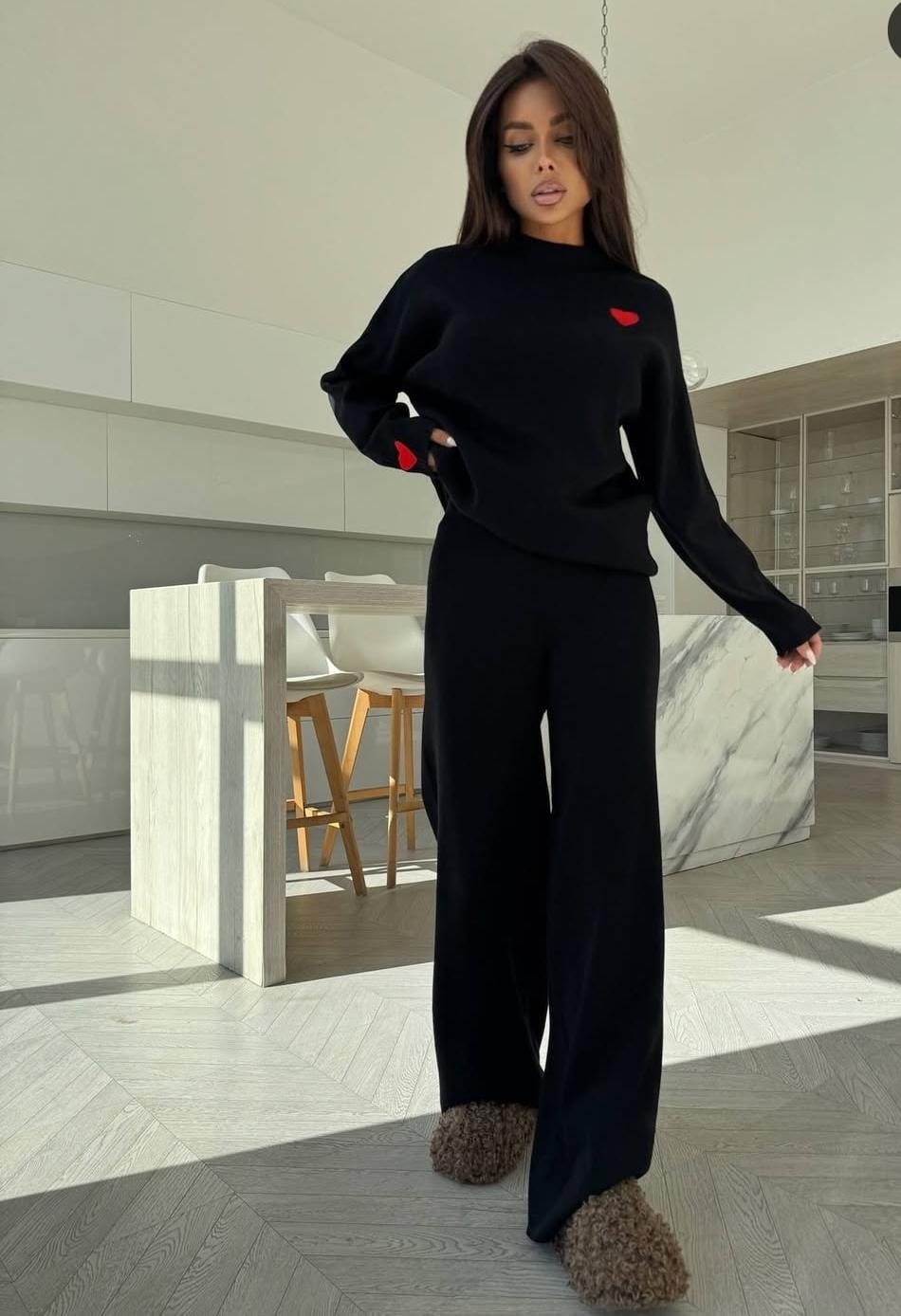 Heart Embroidered Woolen Coord Set FT488