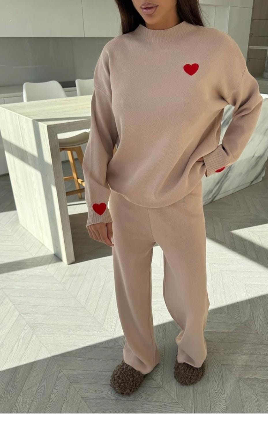 Heart Embroidered Woolen Coord Set FT488