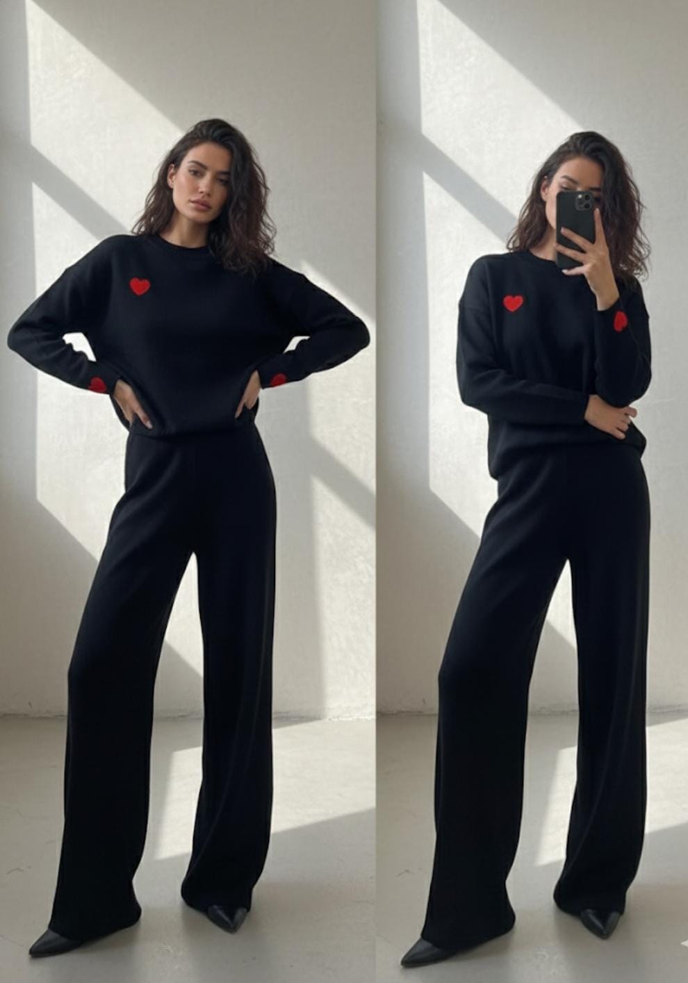 Heart Embroidered Woolen Coord Set FT488