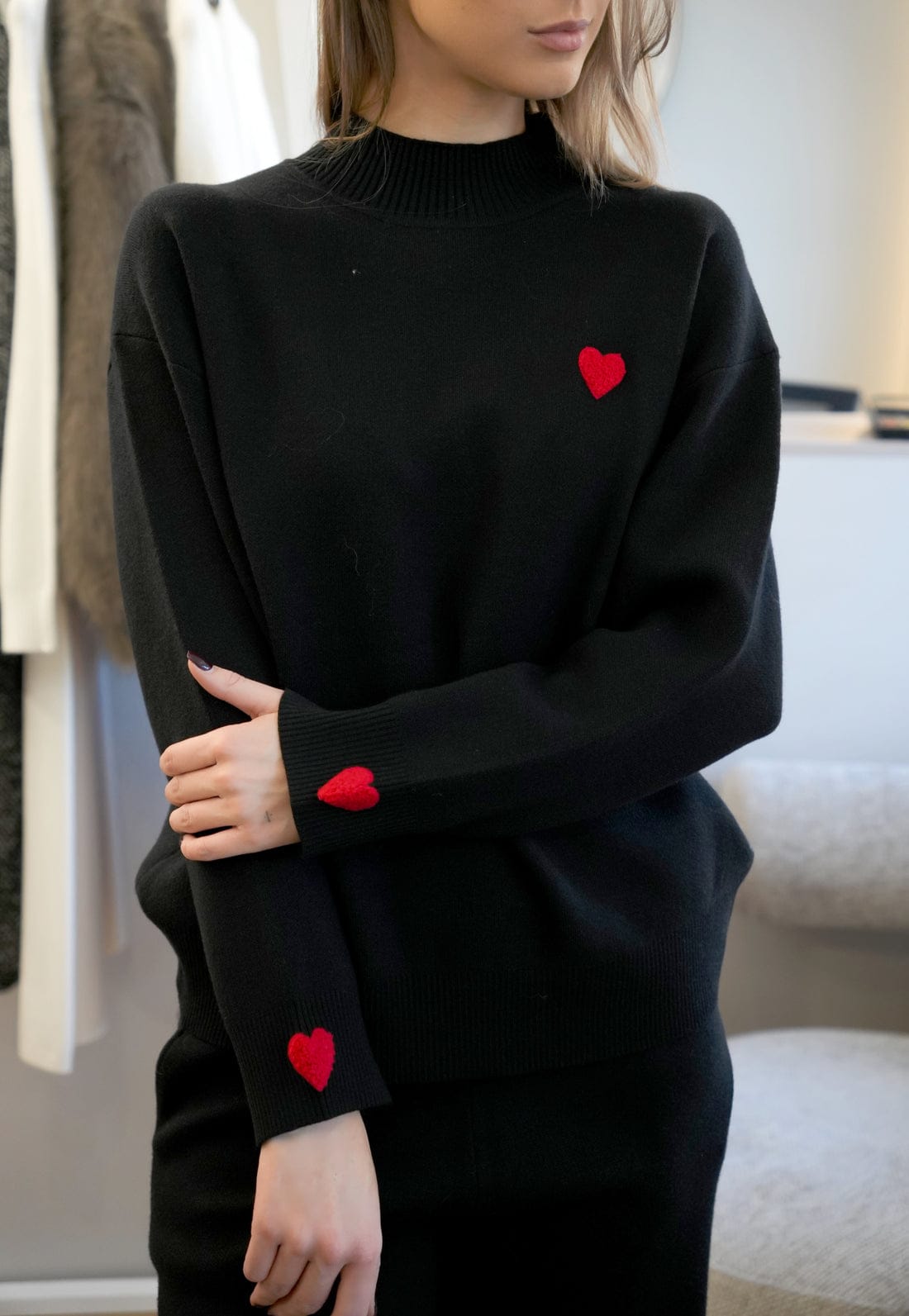 Heart Embroidered Woolen Coord Set FT488