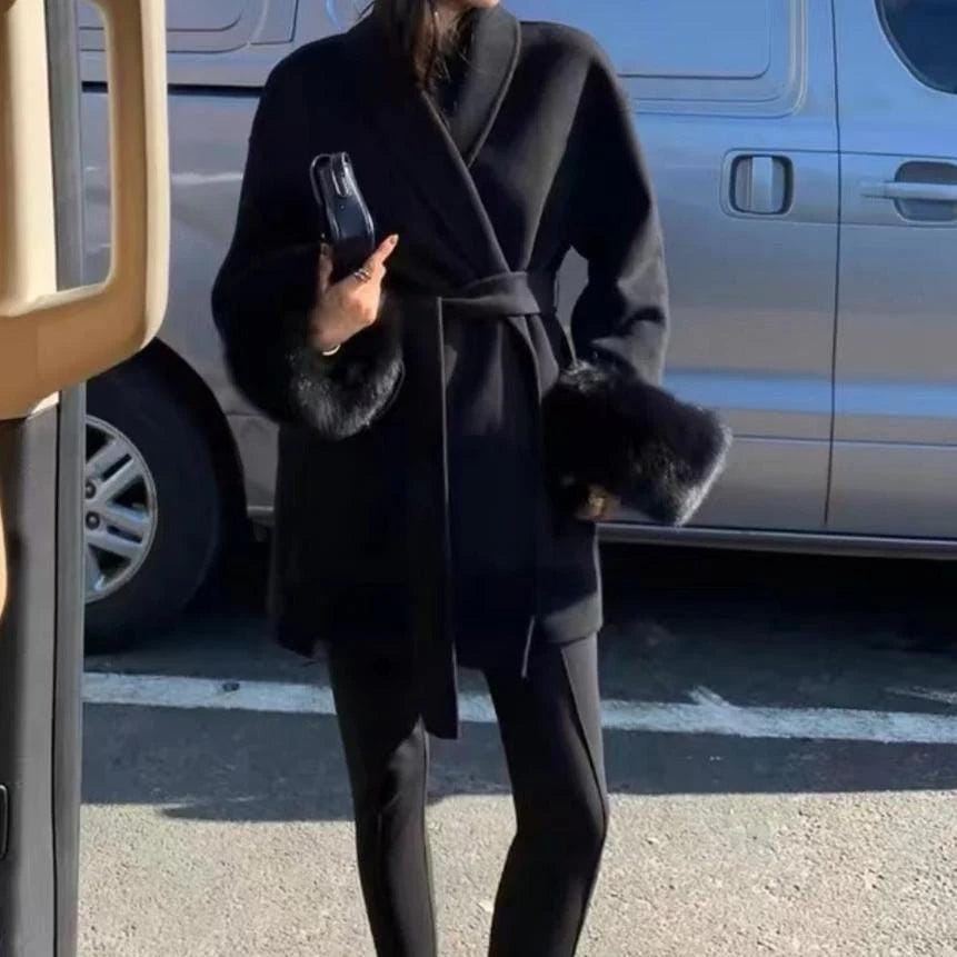 Warm Fur Coat with Belt FT495