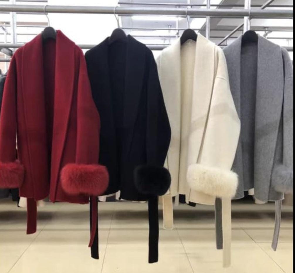 Warm Fur Coat with Belt FT495