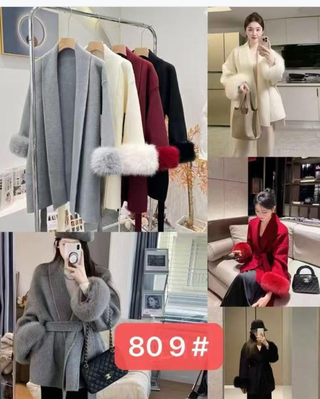 Warm Fur Coat with Belt FT495