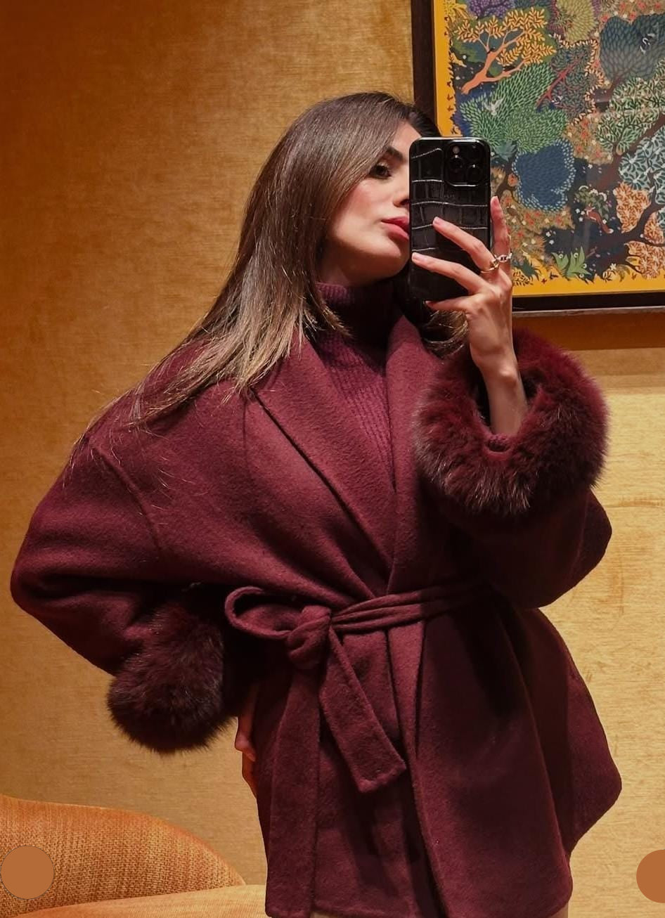 Warm Fur Coat with Belt FT495