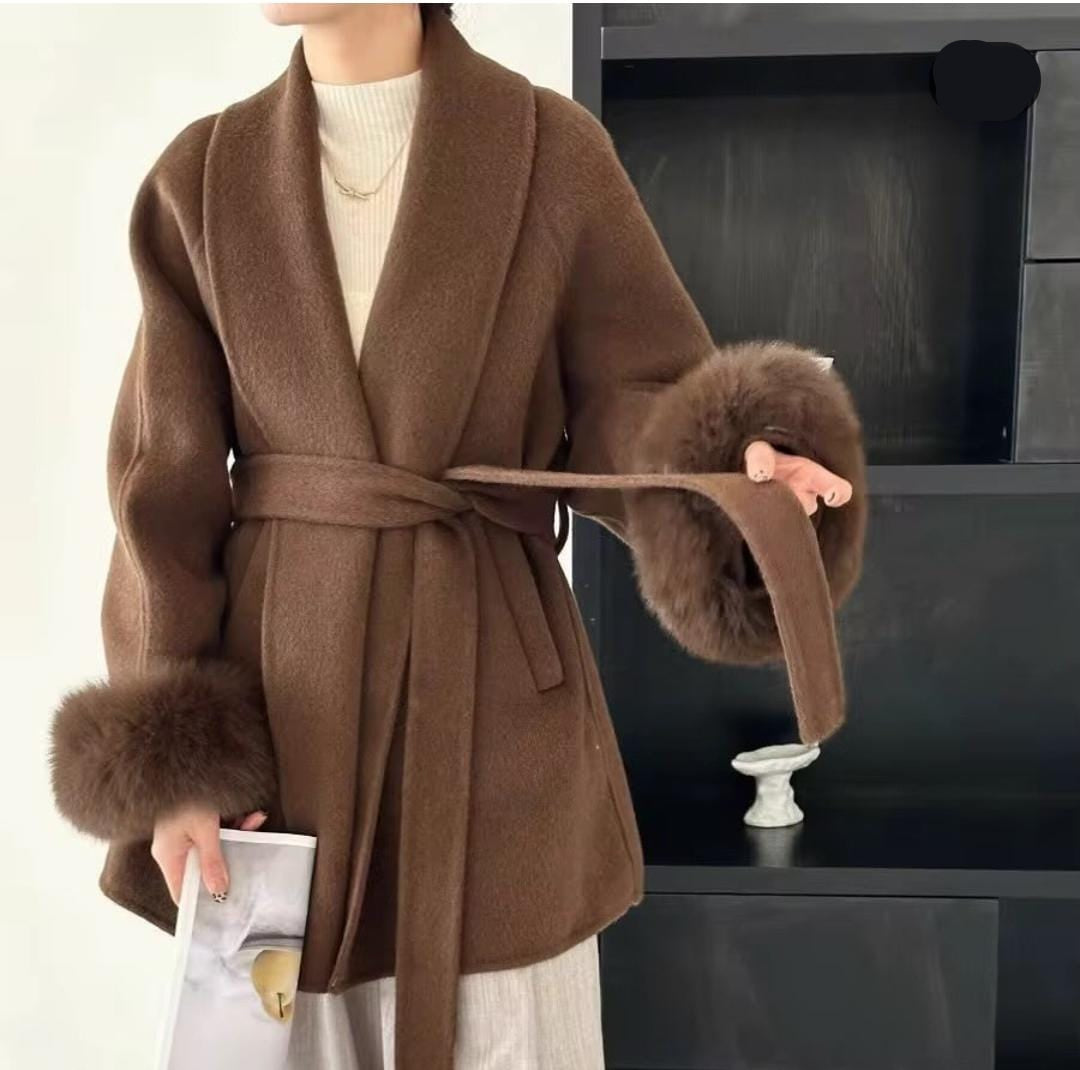 Warm Fur Coat with Belt FT495