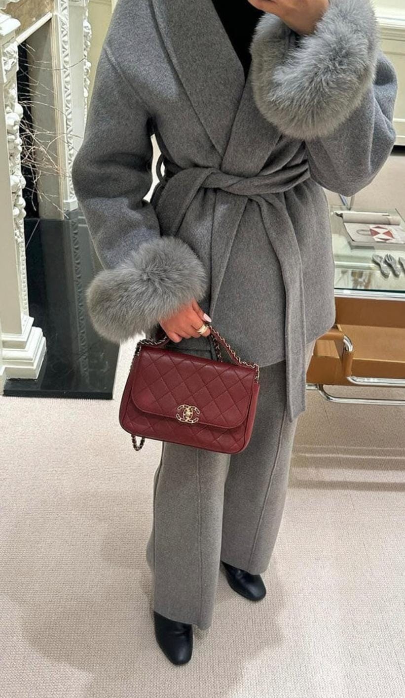 Warm Fur Coat with Belt FT495