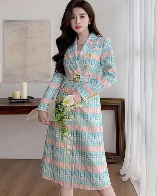 Branded Long Coat/Blazer Dress FT498