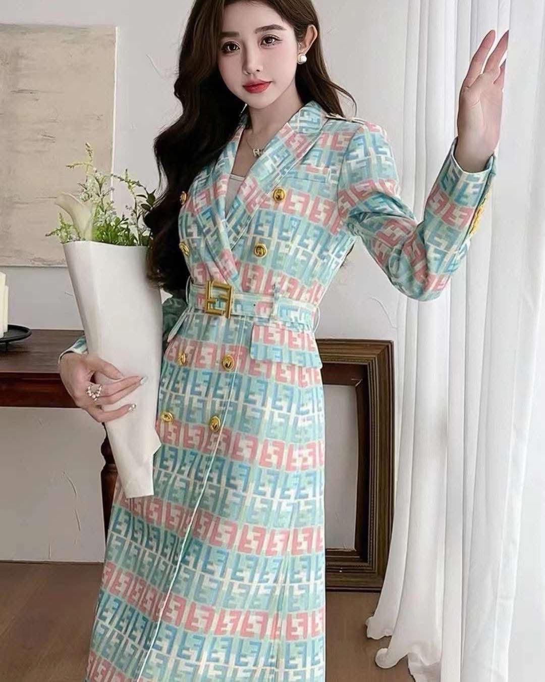 Branded Long Coat/Blazer Dress FT498