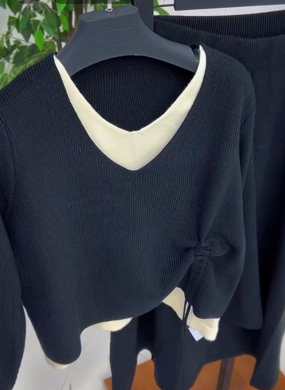 Ruched V-neck Layered Coord Set FT501