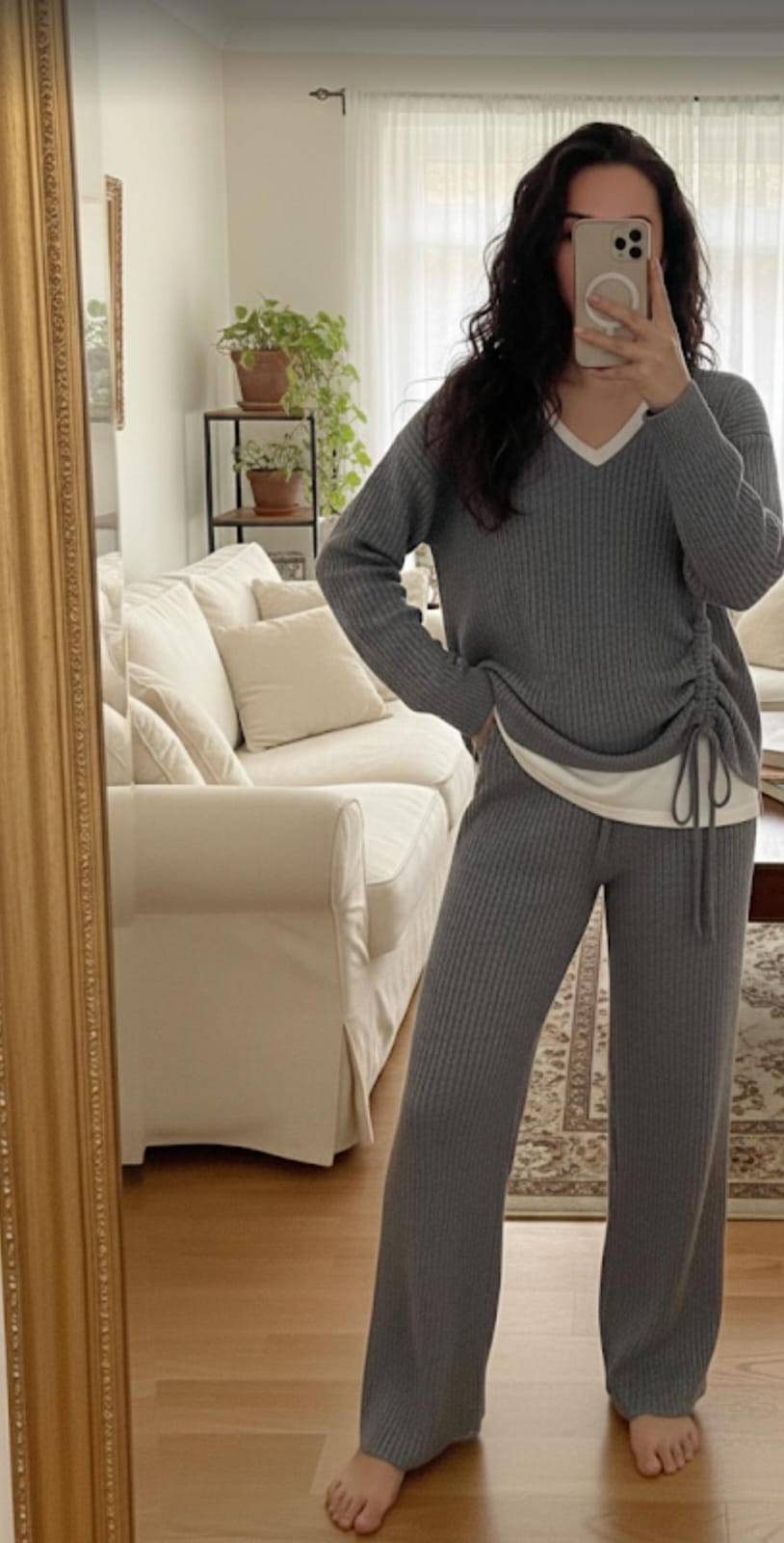 Ruched V-neck Layered Coord Set FT501