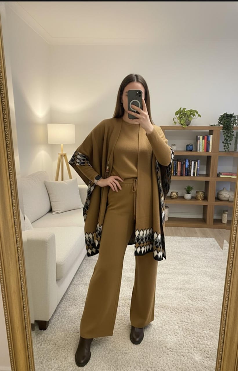 Woolen Embrace Cape Coord Set FT502