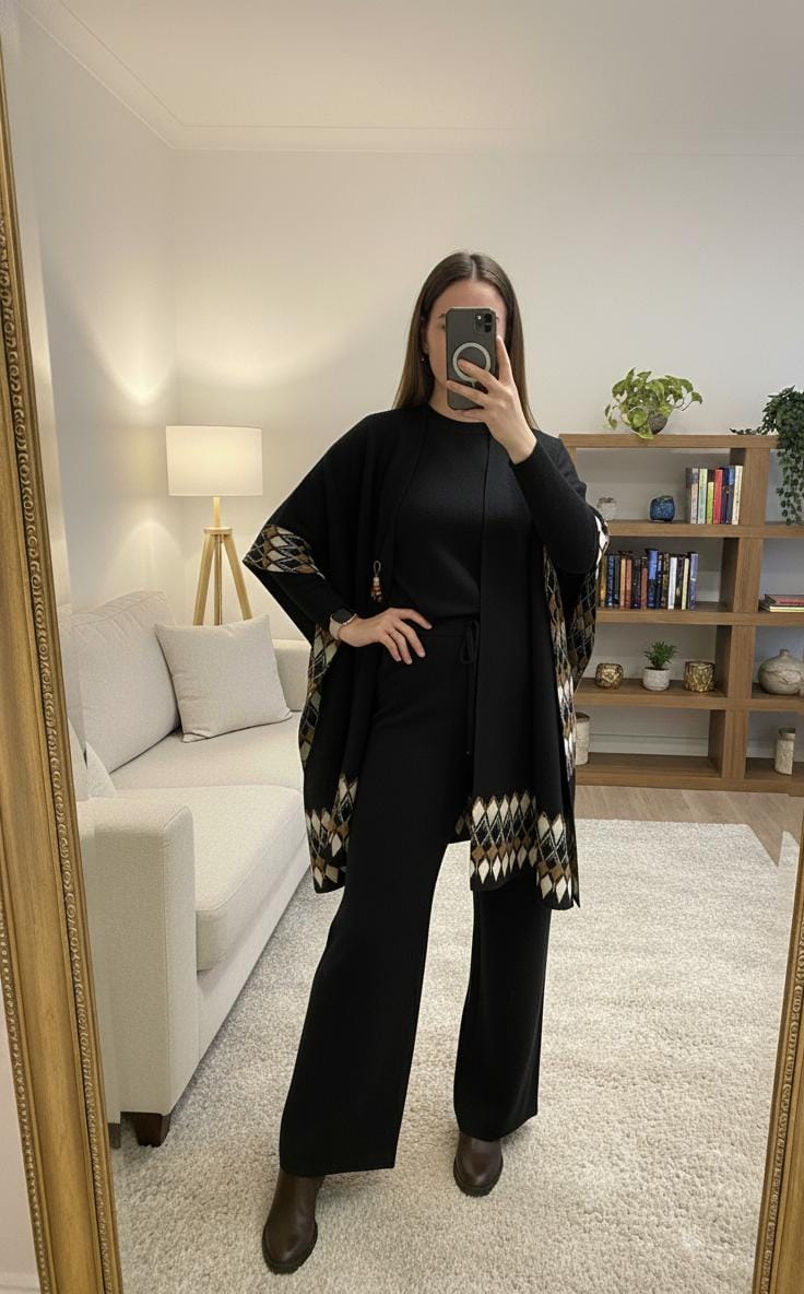 Woolen Embrace Cape Coord Set FT502