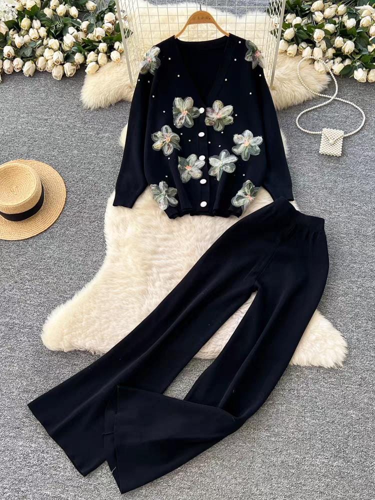 Flowerish Woolen Buttoned Coord Set FT505