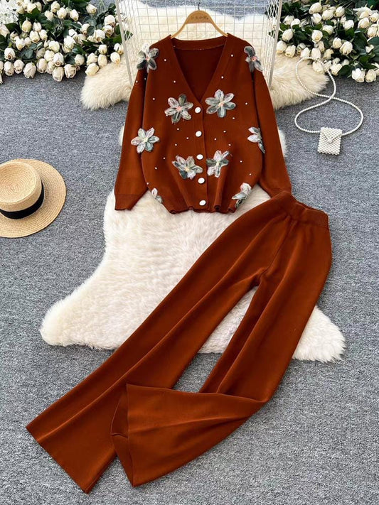 Flowerish Woolen Buttoned Coord Set FT505