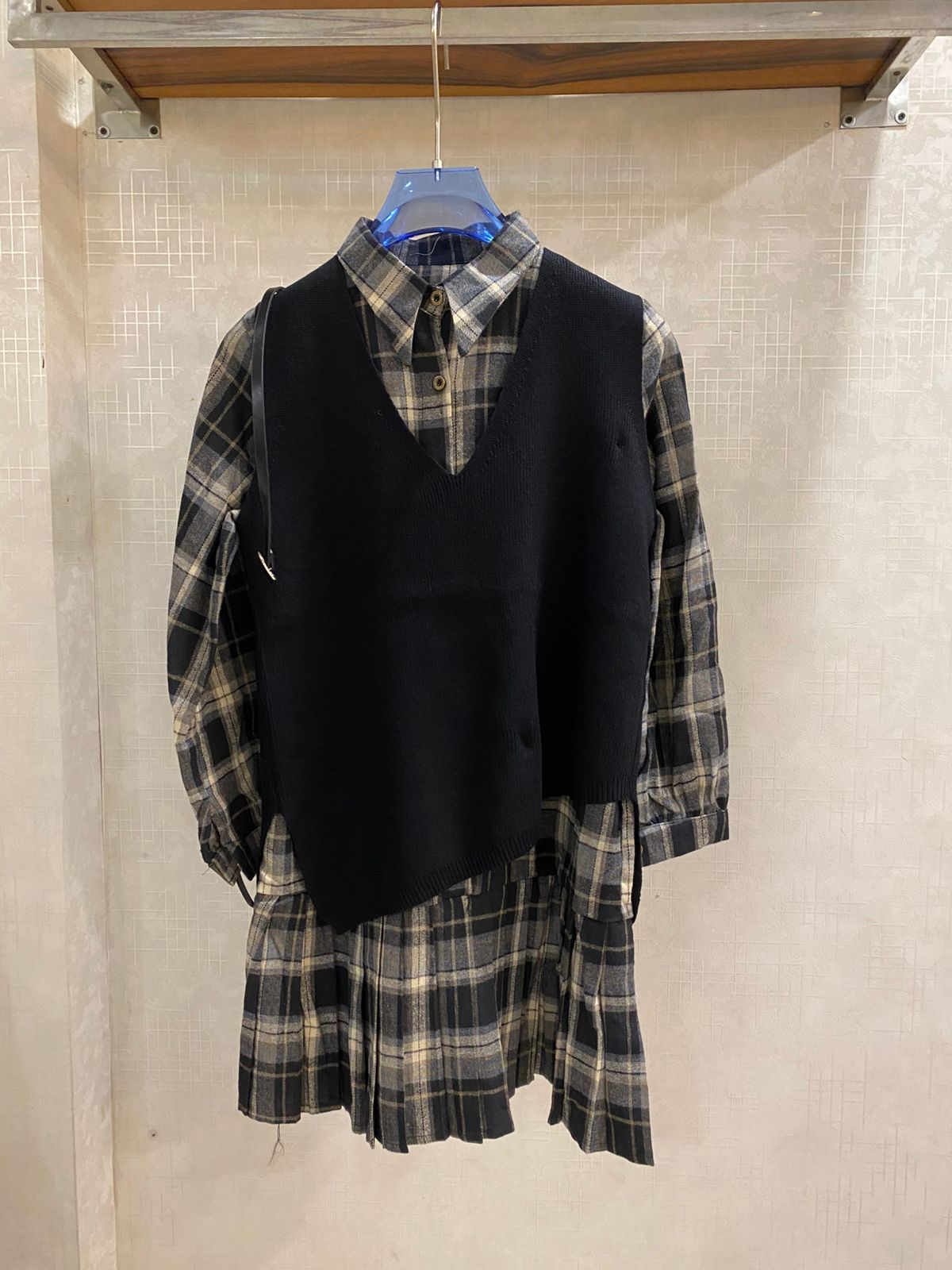 Plaid Winter Dress with Vest FT506
