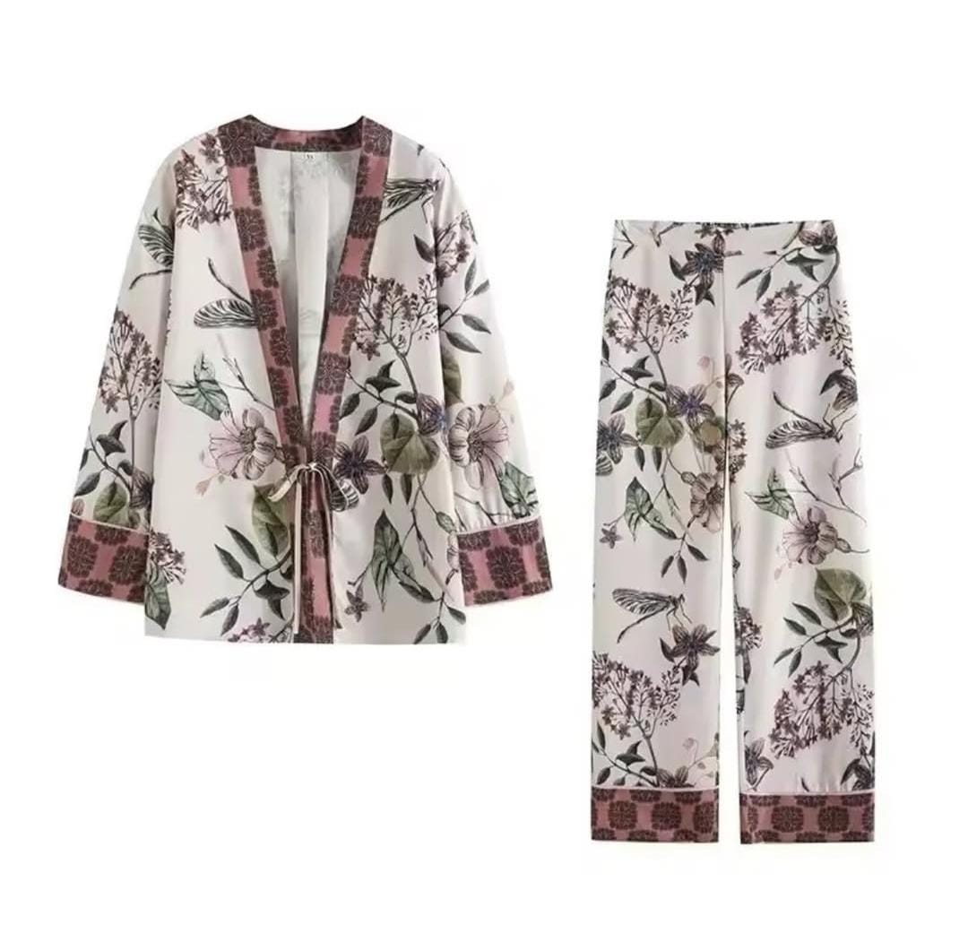Kimono Printed Coord Set FT507