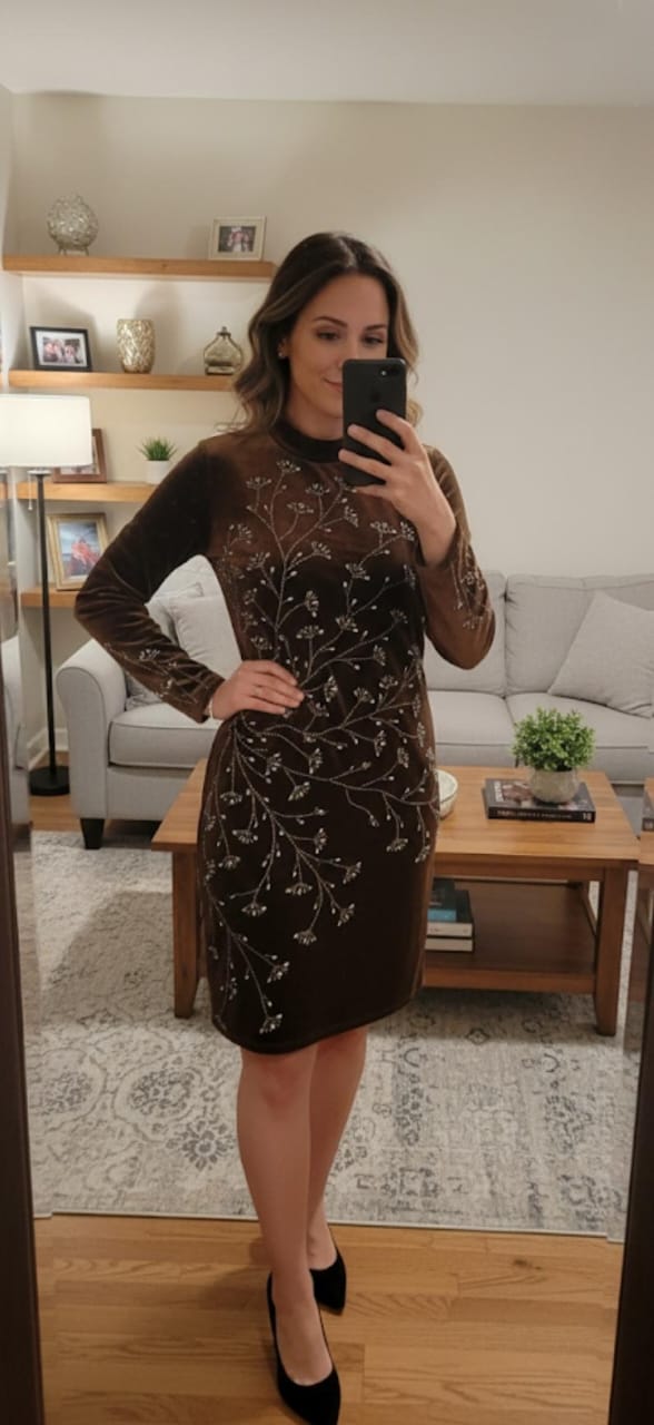 Velvet Embellished Dress FT514