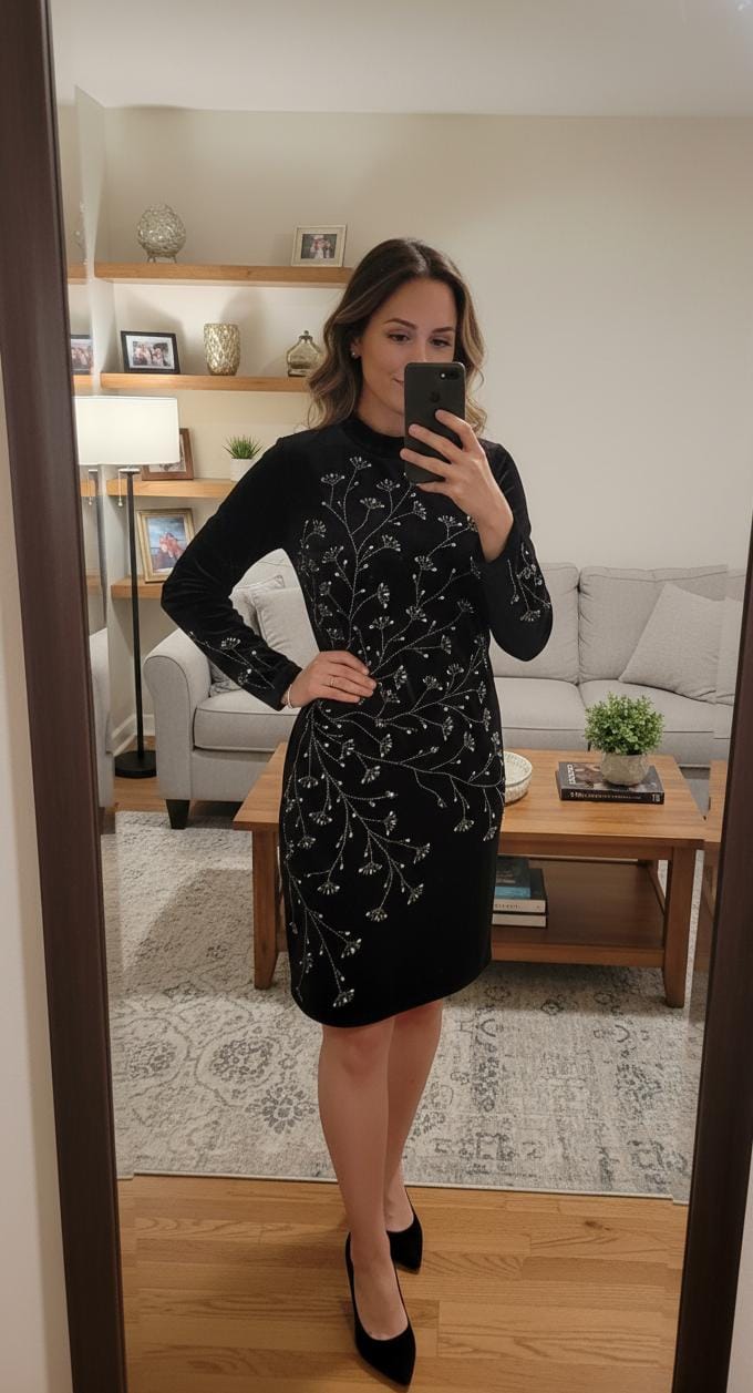 Velvet Embellished Dress FT514