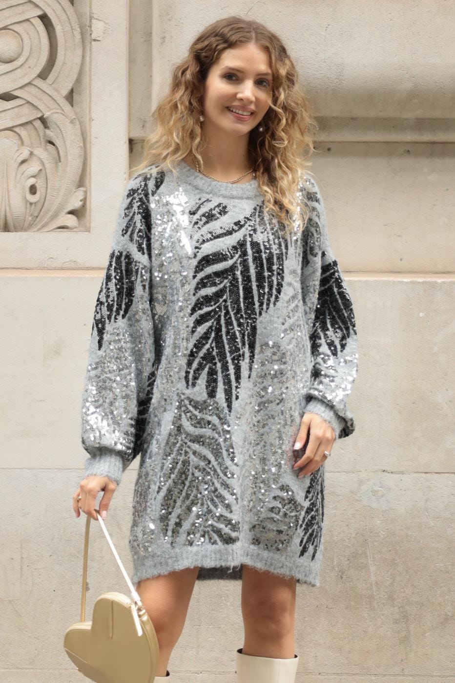 Luxe Sequence Sweater Dress FT521