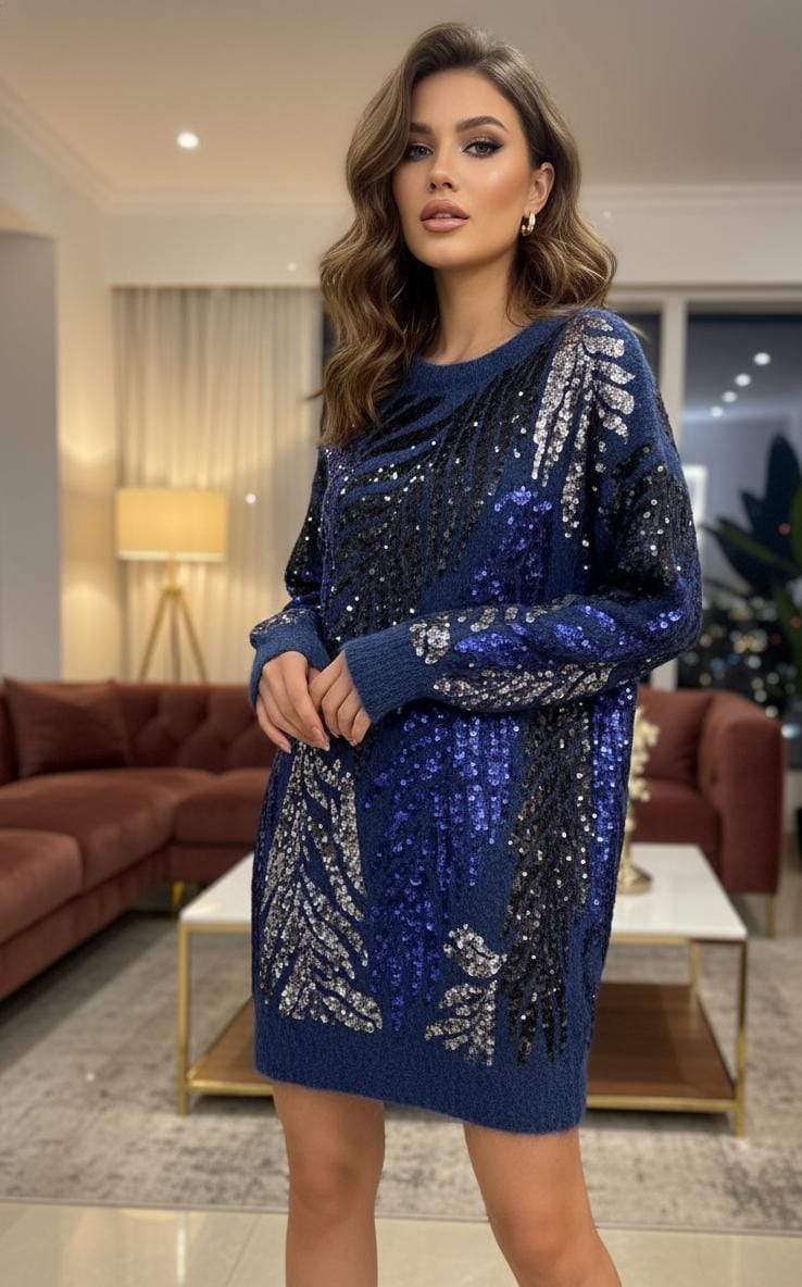Luxe Sequence Sweater Dress FT521