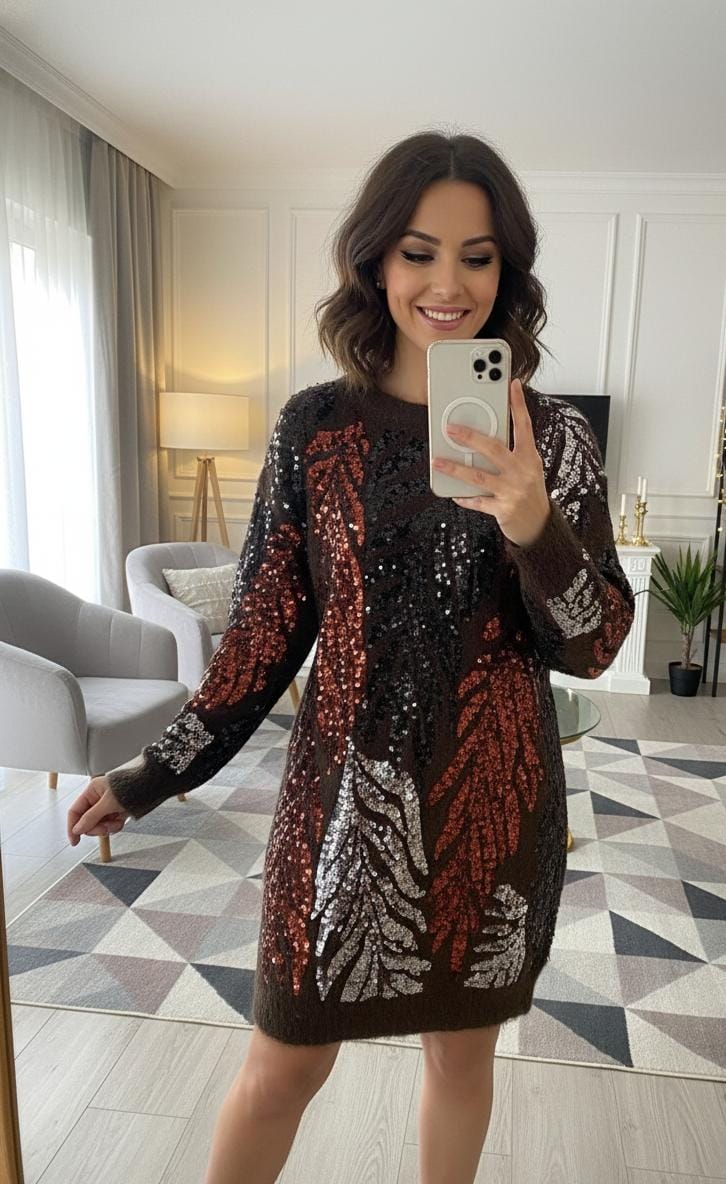 Luxe Sequence Sweater Dress FT521