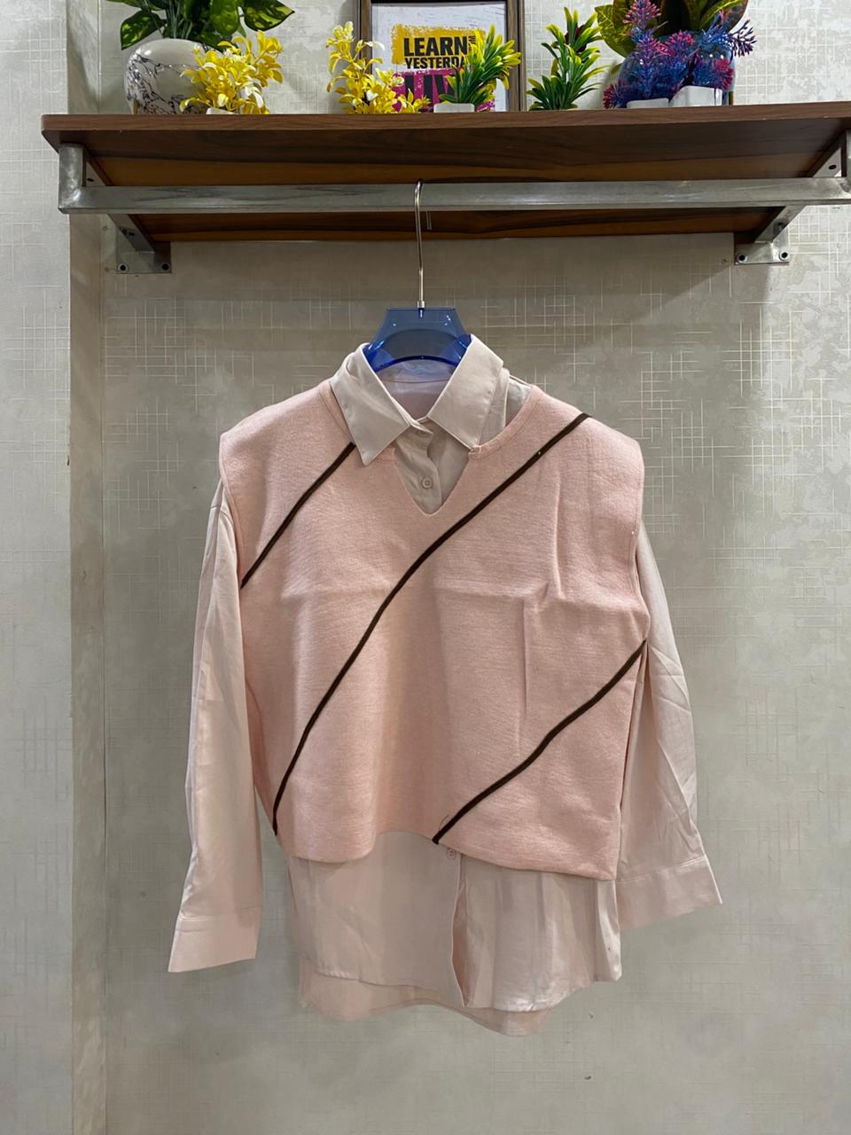 Shirt with Striped Sweater FT523