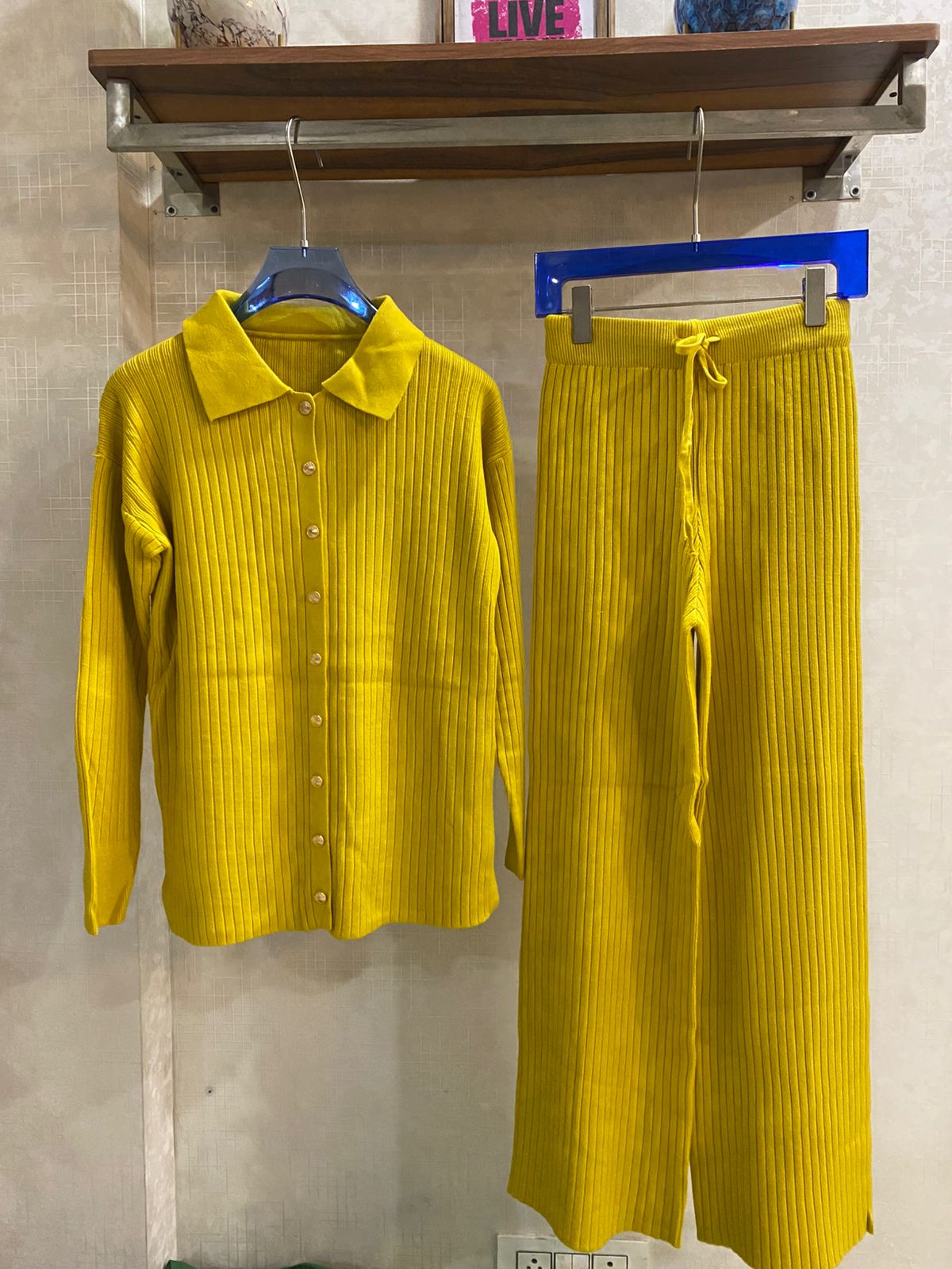 Knitted Long Length Cardigan and Wide-Leg Pant Set FT524