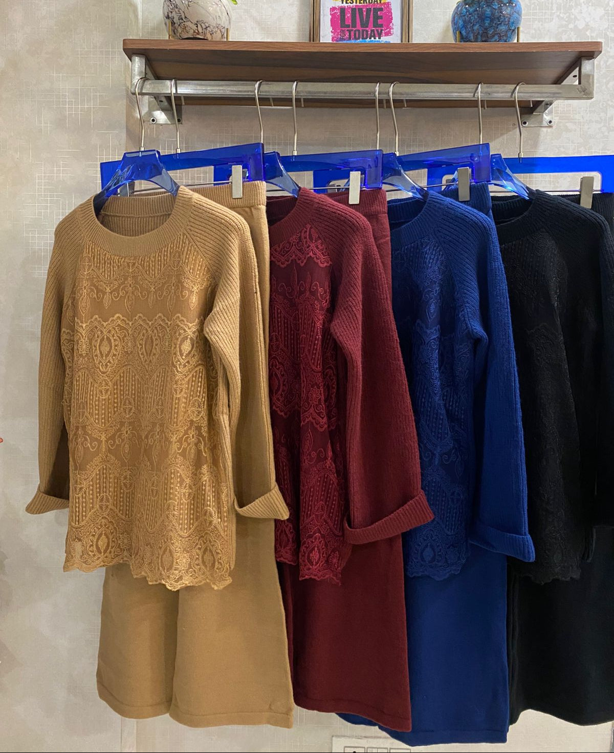 Lace Embroidered Premium Woolen Coord Set FT528