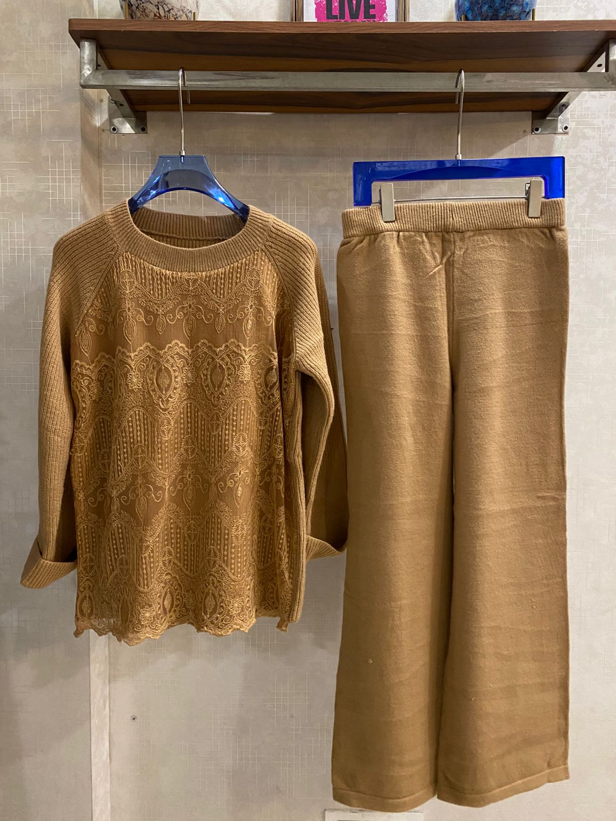 Lace Embroidered Premium Woolen Coord Set FT528