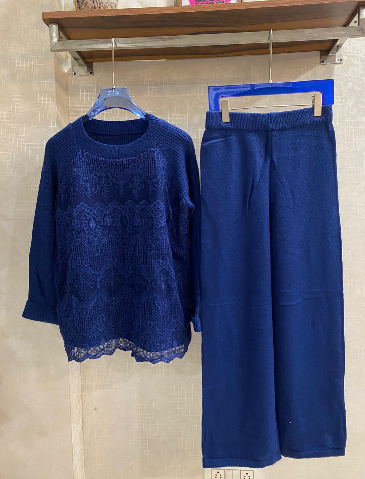 Lace Embroidered Premium Woolen Coord Set FT528