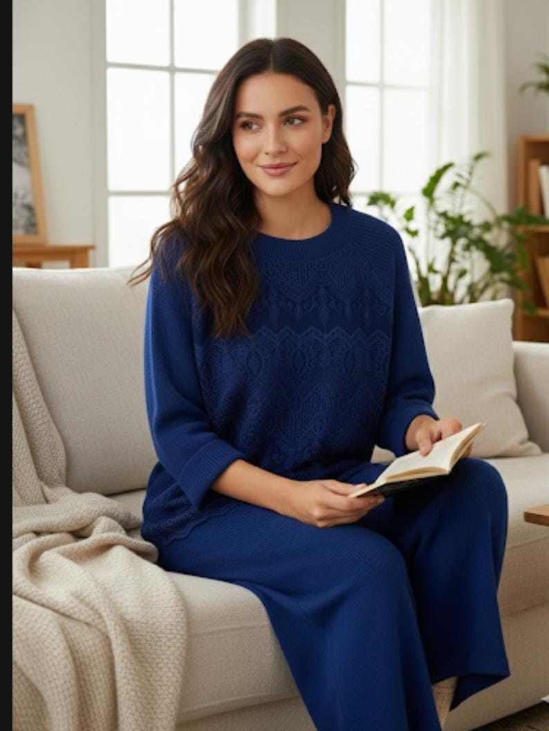 Lace Embroidered Premium Woolen Coord Set FT528