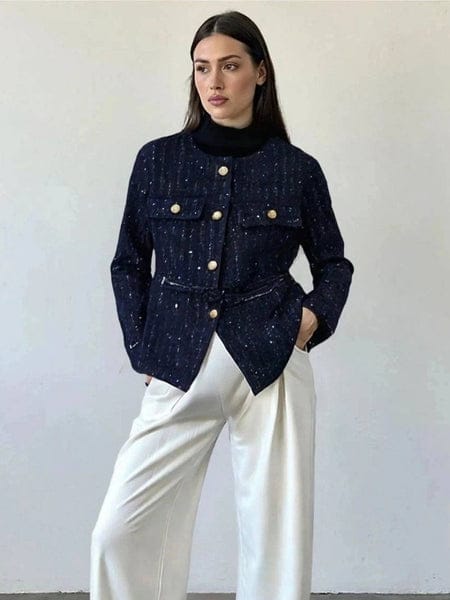 Tweed Coat with Belt FT537