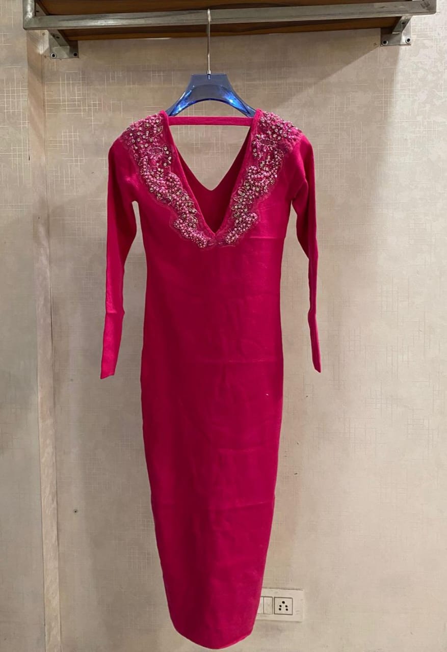 Back Embellished Luxe Knitted Dress FT534