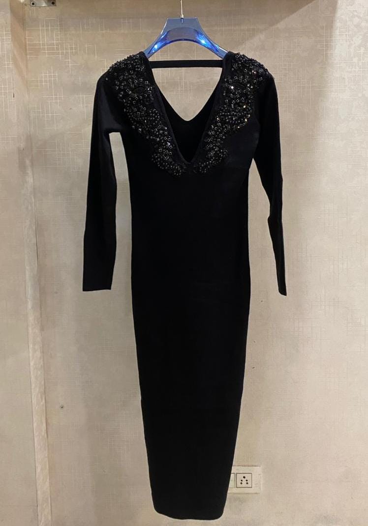 Back Embellished Luxe Knitted Dress FT534