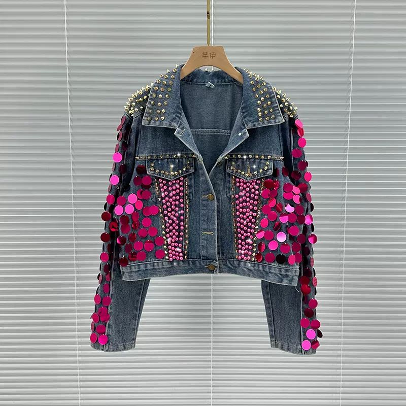 Embellished Denim Heavy Jacket  FT536