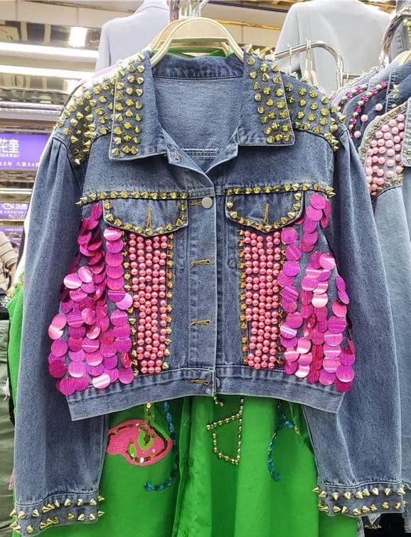 Embellished Denim Heavy Jacket  FT536