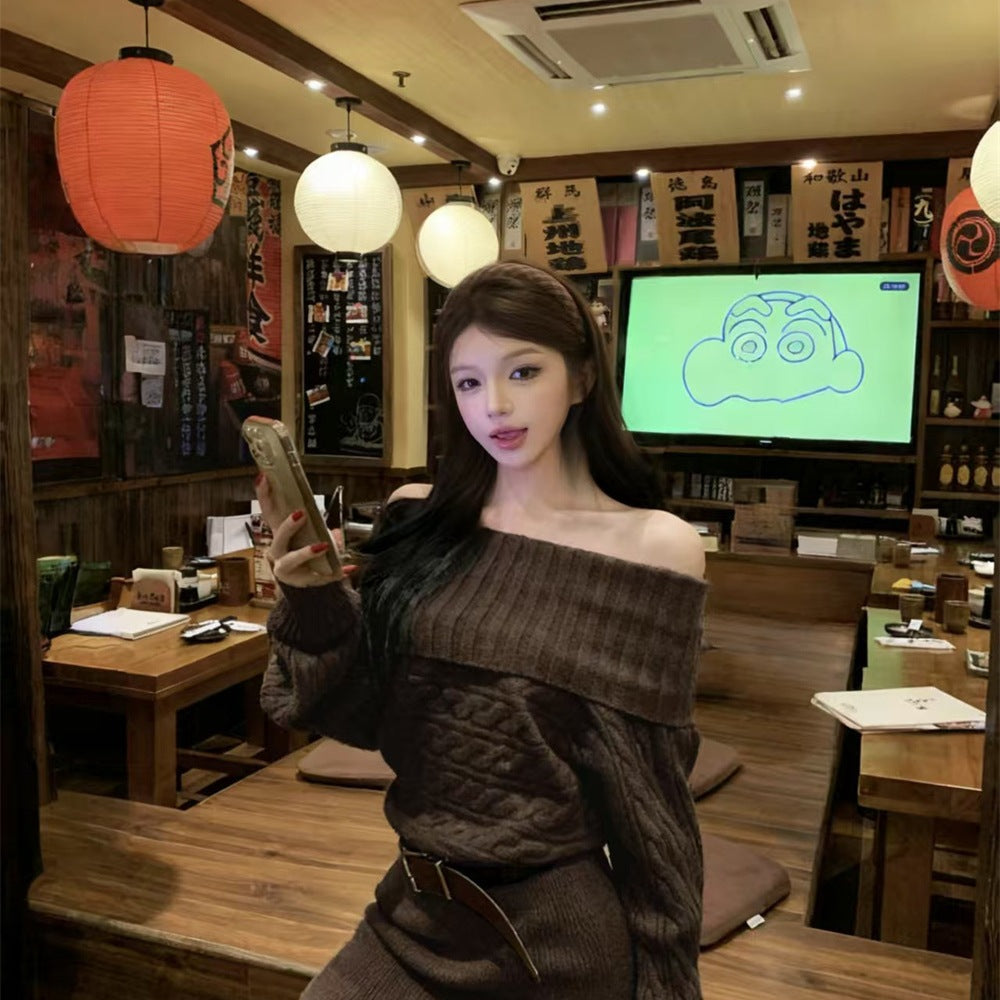 Sweater Dress with Belt FT548